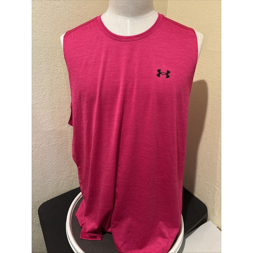 Under Armour Men 2XL Fuchsia Tech Vent Sleeveless Tank Top Shirt 1384290-681
